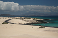 Playa del Poris - Blick Isla de Lobos, Dünen Corralejo, Fuerteventura