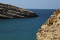 Blick von den Felsenhöhlen auf die Bucht (2), Matala, Kreta
