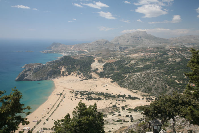 Rhodos, Kyra Panagia Tsambika, Blick Tsambika Beach, Stegna Bucht - mittelmeer-reise-und-meer.de