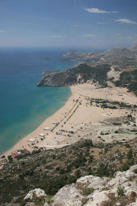 Rhodos, Kyra Panagia Tsambika, Blick Tsambika Beach, Stegna Bucht - mittelmeer-reise-und-meer.de